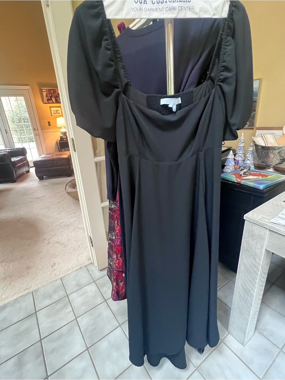 Hill House Matilda Square-Neck Puff Sleeve Midi Dress in Black - XL - Picture 2 of 3